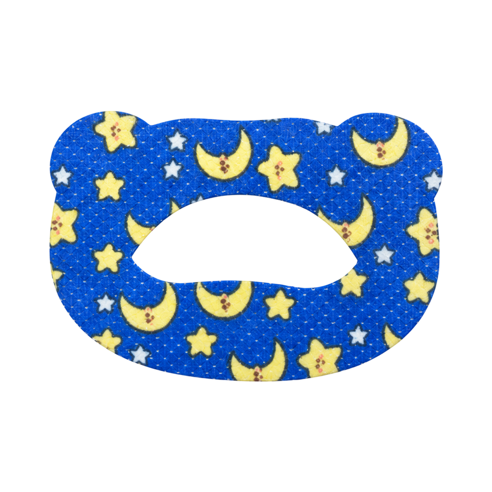 SouZou Blue Rounded Mask Mouth Tape — Cartoon Moon & Stars · Mouth-Shaped Opening · Design 1