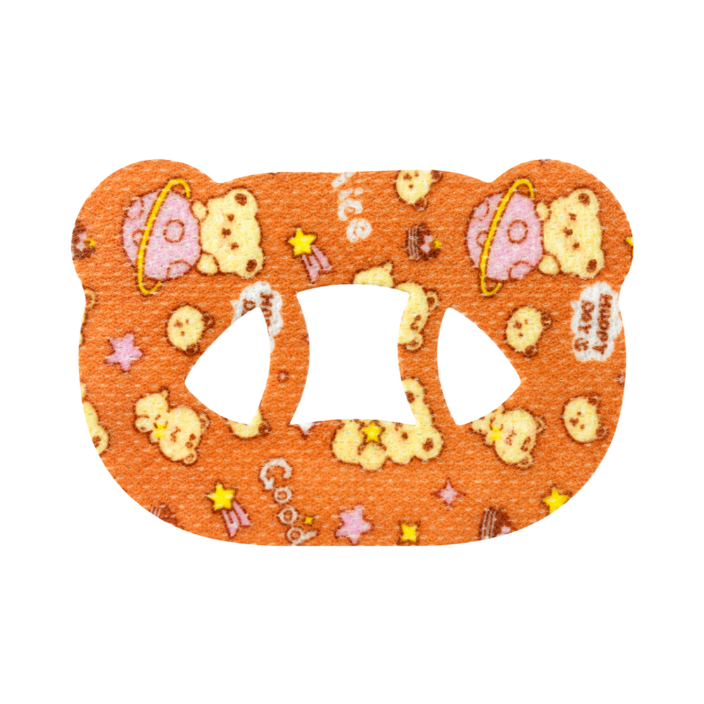 SouZou Orange Rounded Mask Mouth Tape — Cartoon Animals · Mouth-Shaped Opening with Center Bridge