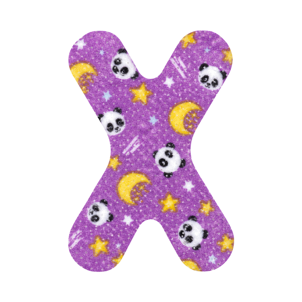 SouZou Purple Slim X-Shaped Mouth Tape — Panda, Moon & Stars · No Opening