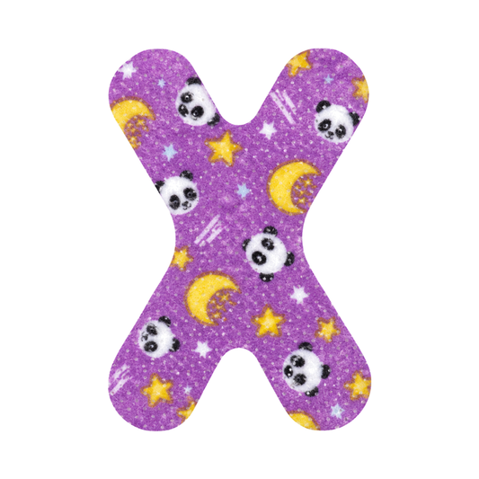 SouZou Purple Slim X-Shaped Mouth Tape — Panda, Moon & Stars · No Opening