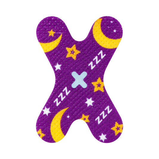 SouZou Purple Slim X-Shaped Mouth Tape — Moon, Stars & ZZZ · X-Shaped Opening