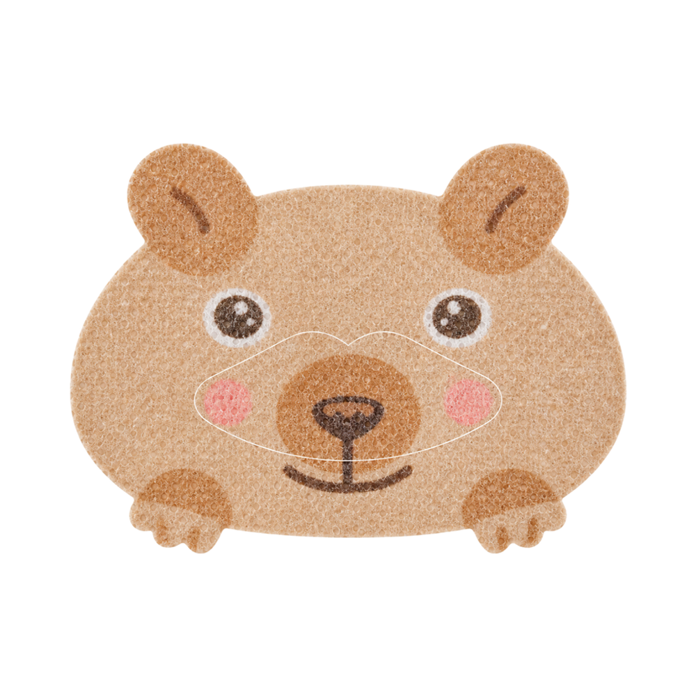 SouZou Brown Animal-Face Mouth Tape — Bear · No Opening · Cut-Line Design
