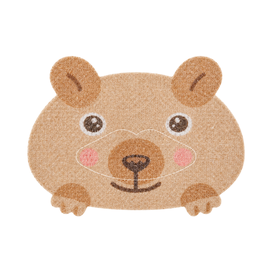 SouZou Brown Animal-Face Mouth Tape — Bear · No Opening · Cut-Line Design